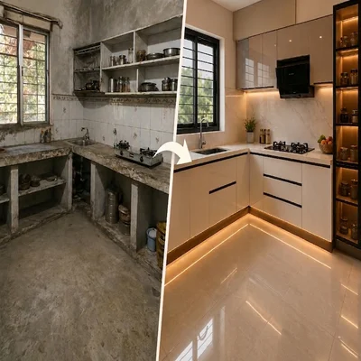 Kitchen Renovation in Haldwani: Upgrade Your Old Concrete Slab into a Modern Modular Kitchen