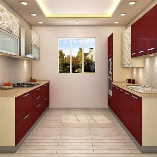 modular kitchen parallel shaped design